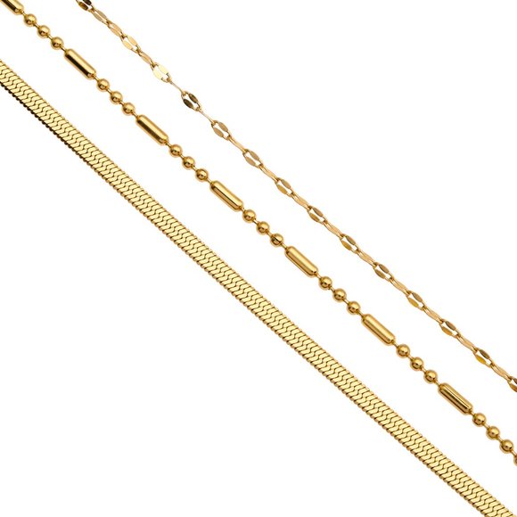 Triple Layer Multi Chain Gold Necklace - Picture 6 of 8